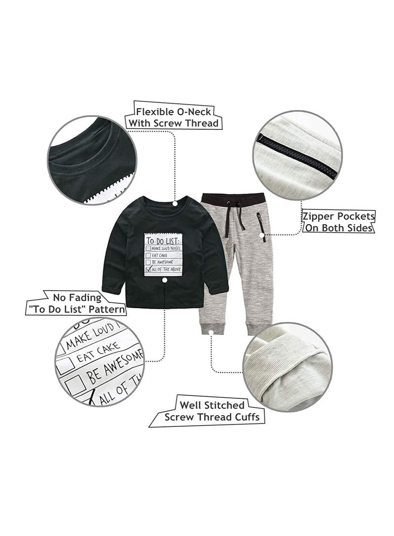 Boys Clothes Outfits 3T - 7T, Boys Cotton Long Sleeve Letter Print Tees T-Shirt Pant 2-Piece Clothing Sets Fall Winter Sweatshirt - Image 4