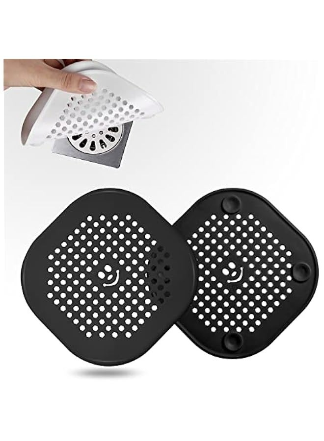 قِطعتان غطاء تصريف الشعر وسدادة لالتقاط الشعر، مصنوعتان من السيليكون الأسود للاستخدام في الحمام والمطبخ وحوض الاستحمام - Image 2