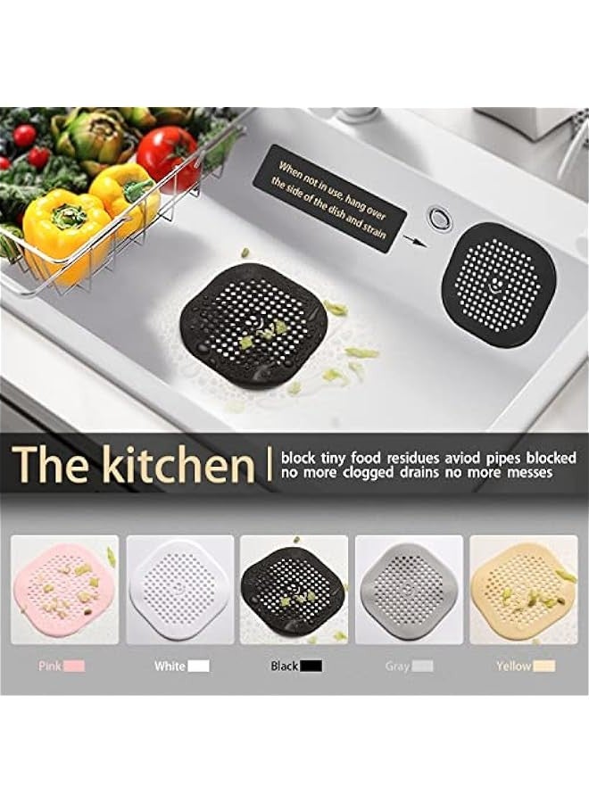 قِطعتان غطاء تصريف الشعر وسدادة لالتقاط الشعر، مصنوعتان من السيليكون الأسود للاستخدام في الحمام والمطبخ وحوض الاستحمام - Image 4