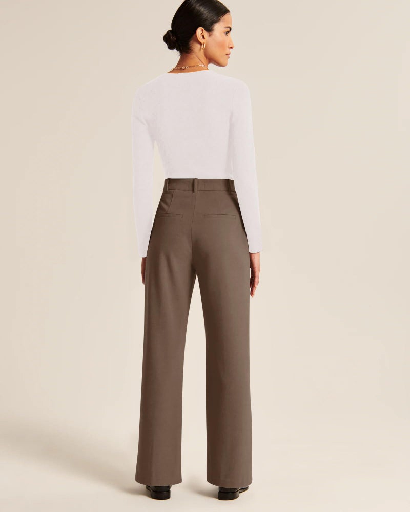 NIMIN Wide Leg Pants for Women Trendy Business Casual Pants Office Wear Petite Ladies Palazzo Trousers Pants with Pockets Tawny X-Small - Image 5