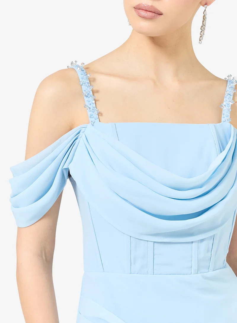 Namshi x  Cold Shoulder Corset Bodice Draped Dress for Women | Best Price UAE