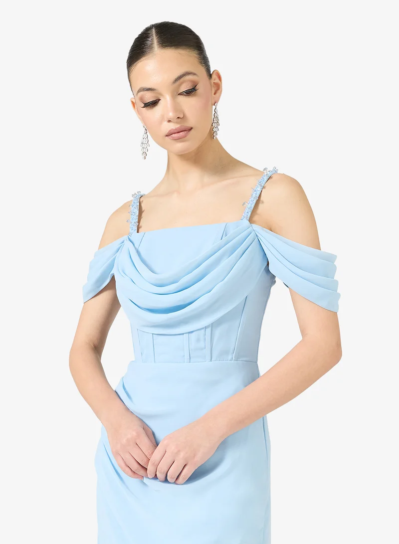 Namshi x  Cold Shoulder Corset Bodice Draped Dress for Women | Best Price UAE