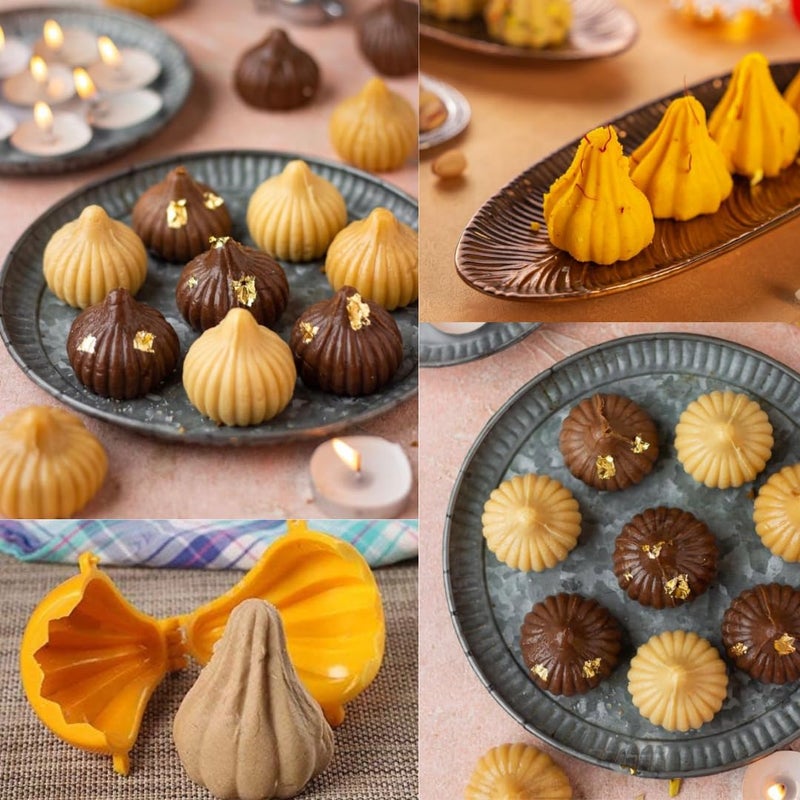 Skytail Plastic Sancha Modak Maker Press Molds for Ganpati Bappa Ganesh Chaturti Festival Decoration Chocolate Candy Filling Sweet Offerings Mithai Cake Cupcake Dumpling 1kg - Image 4