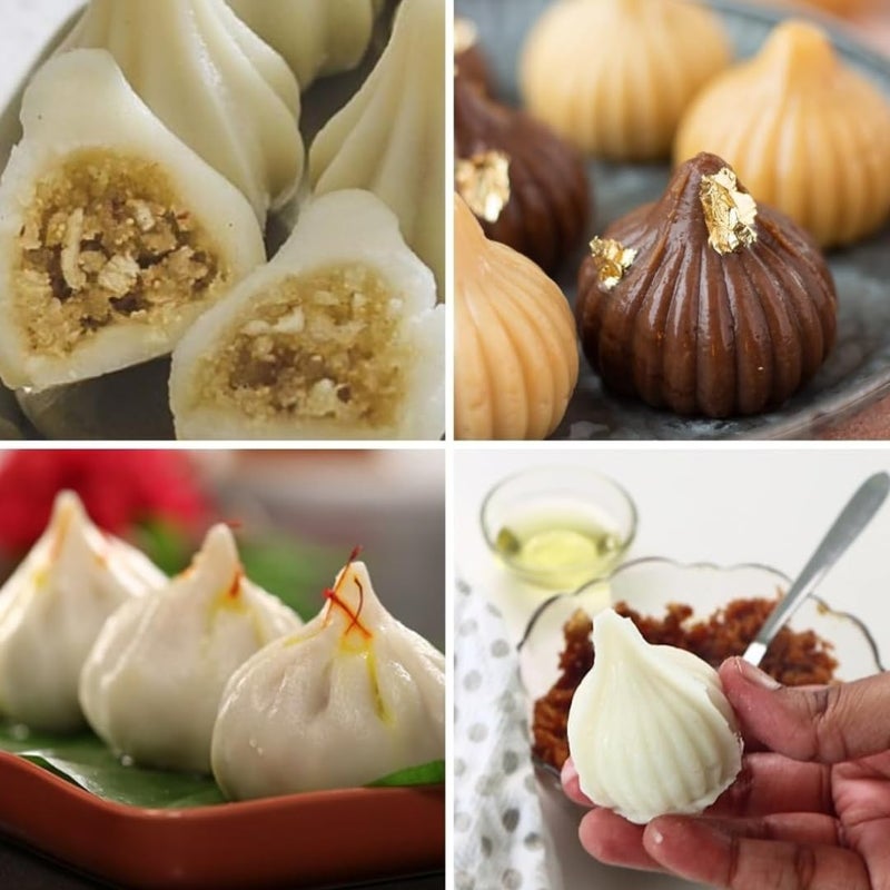 Skytail Plastic Sancha Modak Maker Press Molds for Ganpati Bappa Ganesh Chaturti Festival Decoration Chocolate Candy Filling Sweet Offerings Mithai Cake Cupcake Dumpling 1kg - Image 5