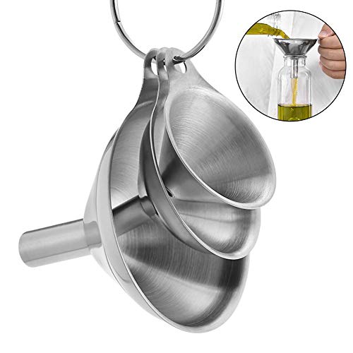 YEVIOR 3 in 1 Metal Small Funnels for Filling Bottles Stainless Steel Small Kitchen Funnel Set for Transferring Essential Oils Liquid Fluid Spice Dry Ingredients Powder, Durable and Dishwasher Safe - Image 2