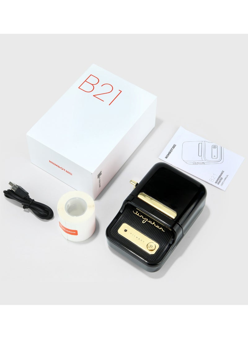 طابعة ملصقات حرارية محمولة تعمل بالبلوتوث B21 باللون الأسود - Image 3