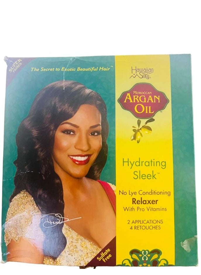 Hawaiian Silky Argan Oil Hydrating Sleek No Lye Relaxer Super 2 Application + 4 Retouches  - Image 1