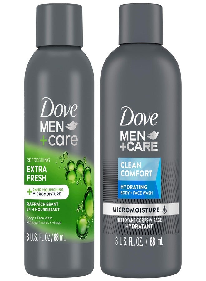 Dove Men+Care DOVE MEN + CARE Body & Face Wash Variety 2-Pack - Extra Fresh + Clean Comfort, Travel Essentials, 3 Oz Ea - Image 1