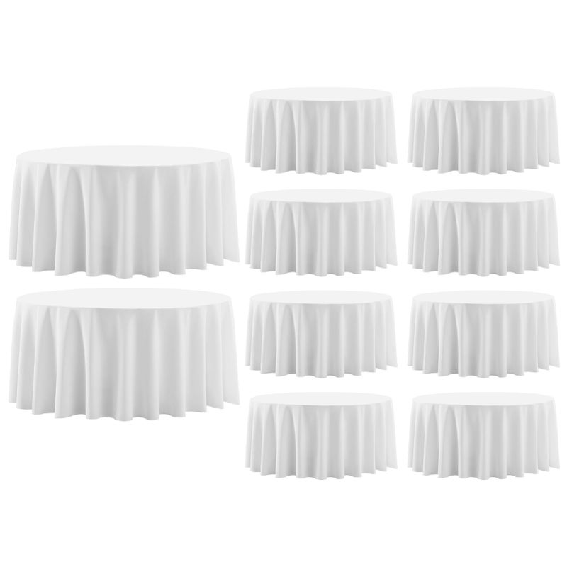 Aocoz Round Tablecloth 120 Inch 10 Pack White Tablecloths Washable Decorative Linen Polyester Table Clothes Cover for Dining Table Banquets Buffet Parties and Wedding - Image 1