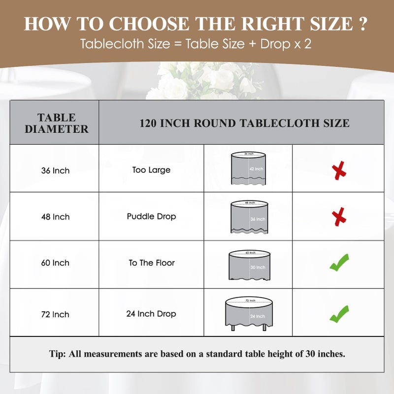 Aocoz Round Tablecloth 120 Inch 10 Pack White Tablecloths Washable Decorative Linen Polyester Table Clothes Cover for Dining Table Banquets Buffet Parties and Wedding - Image 2