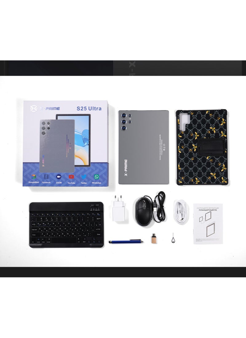 X - Prime - 10.1-Inch HD+ AMOLED Display Android 15 Smart Tablet with Keyboard and Mouse 12GB RAM 512GB ROM Dual SIM 5G Wi-Fi S25 Ultra Tab Blue - Image 1