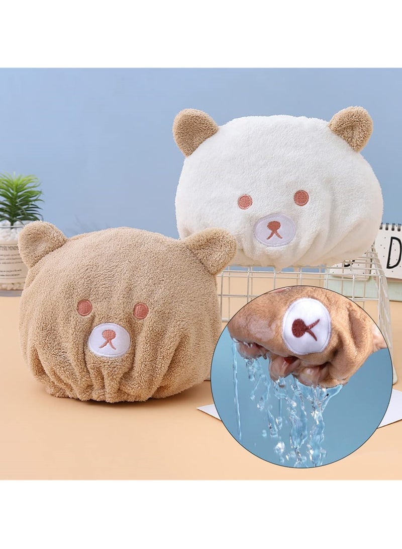 Cute Microfiber Hair Drying Wrap for Kids, 2 Pack Quick Dry Turban Towels for Girls, Soft and Absorbent Bath Caps - Image 5