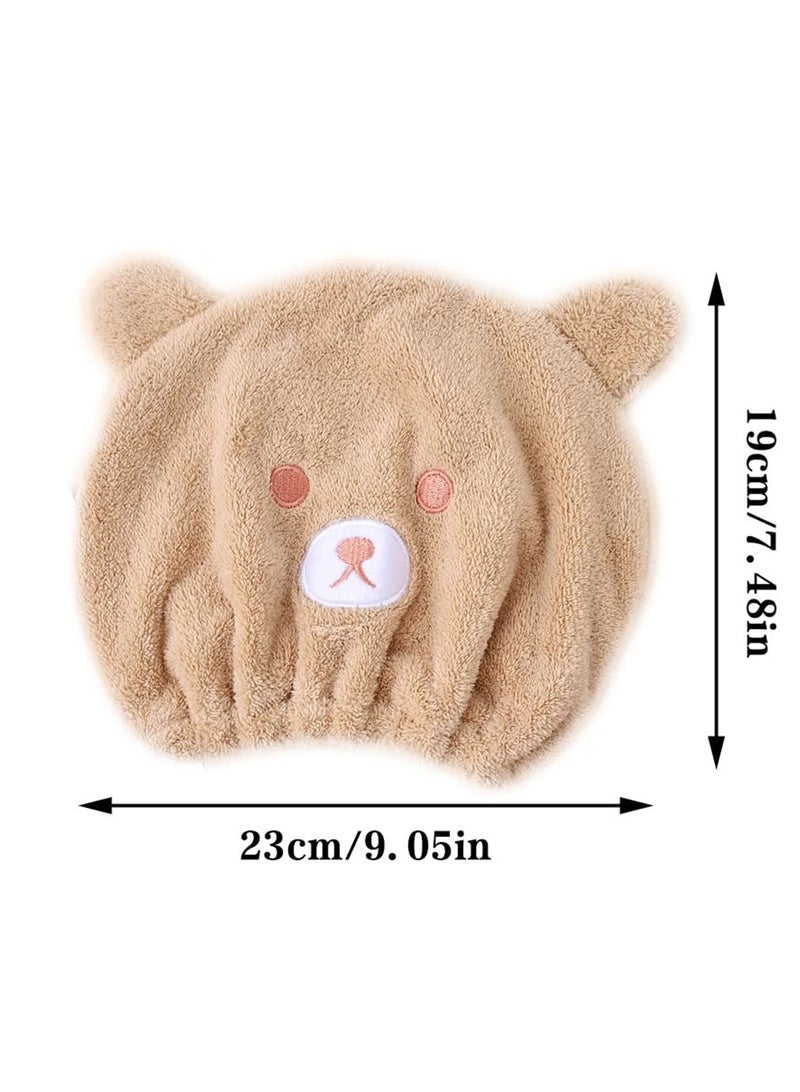 Cute Microfiber Hair Drying Wrap for Kids, 2 Pack Quick Dry Turban Towels for Girls, Soft and Absorbent Bath Caps - Image 3