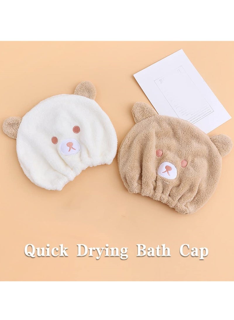 Cute Microfiber Hair Drying Wrap for Kids, 2 Pack Quick Dry Turban Towels for Girls, Soft and Absorbent Bath Caps - Image 4