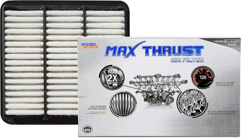 SPEARHEAD MPG Defense Max Thrust Engine Air Filter For All Mileage Vehicles, Fits Like OEM, Restores MPG & Acceleration (MT-470) - Image 1