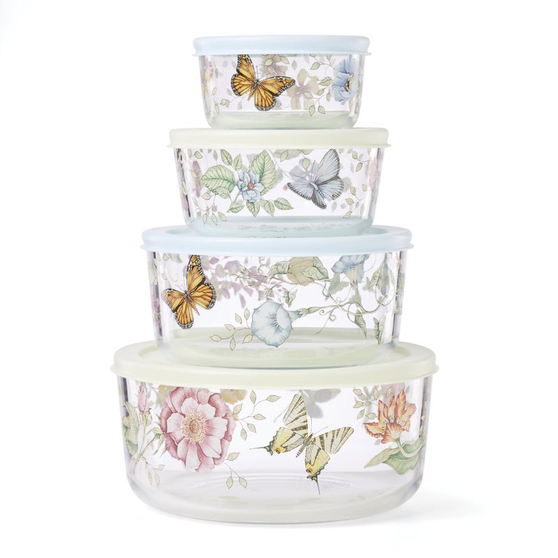 Lenox 897944 Butterfly Meadow Glass Food Storage Containers With Lids, Set Of 4 - Image 2