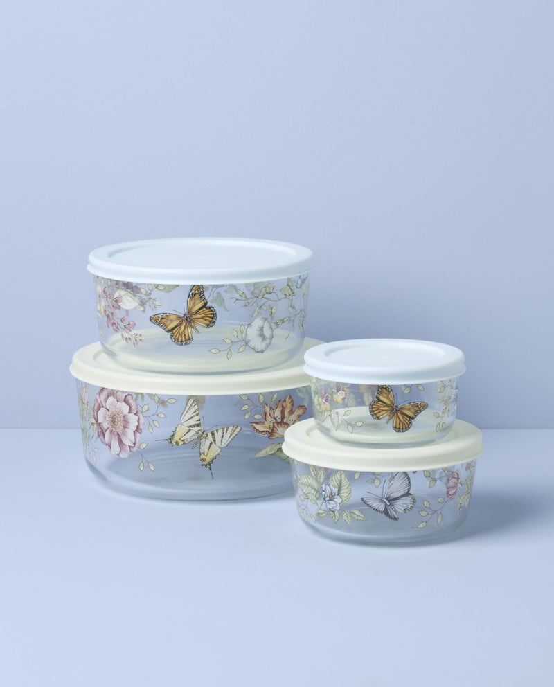 Lenox 897944 Butterfly Meadow Glass Food Storage Containers With Lids, Set Of 4 - Image 4