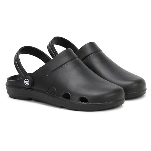 Aqualite AL-643 Casual Slip-On Clogs for Man with Back-Strap Lightweight & Quick Dry, Anti-Skid EVA Sandal for man Black - Image 1