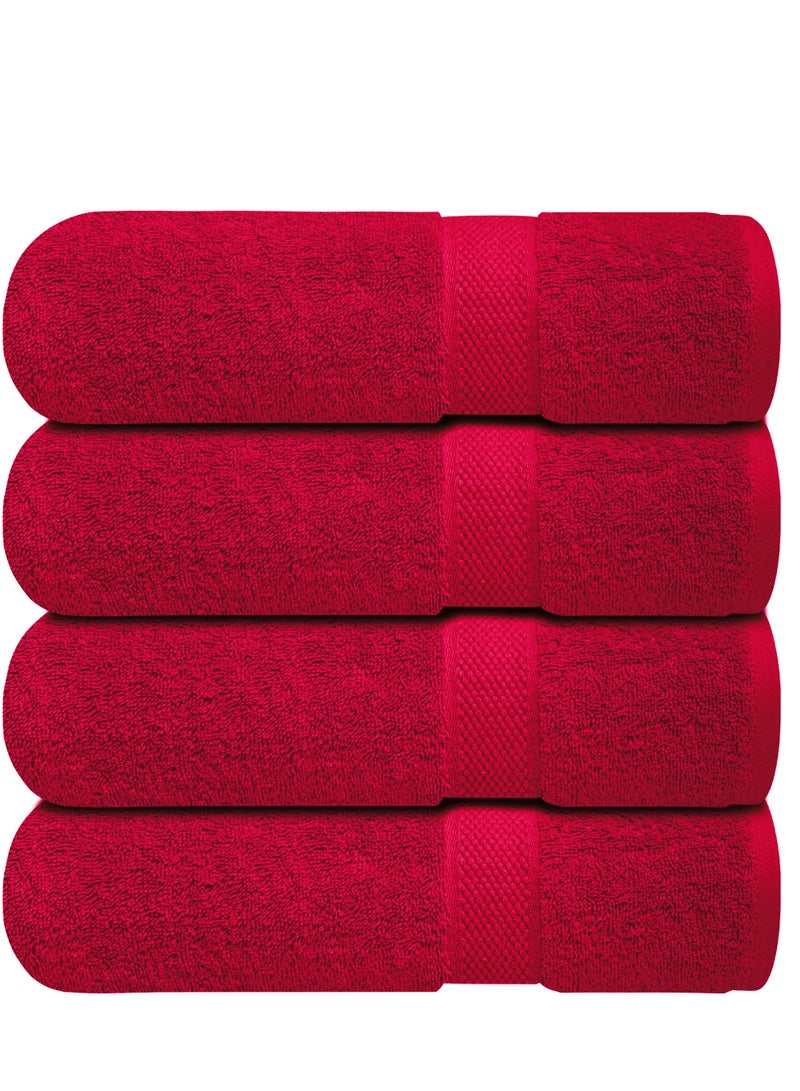 Infinitee Xclusives Premium Bath Towels Set Pack of 4-100% Ring Spun Cotton Towels - Red Bath Towels 68cm x 137cm - Soft Feel, Quick Dry, Highly Absorbent Durable Towels, Perfect for Daily Use by Infinitee Xclusives - Image 1