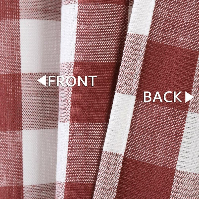 Bapawfish Red and White Tier Kitchen Curtains 36 Inches Long,Burgundy Buffalo Plaid Gingham Rod Pocket Window Treatment Set Half Window Cafe Curtains for Kitchen Bathroom,28"x36",Red/White,Set of 2 - Image 5