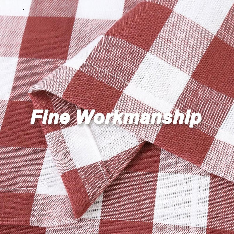 Bapawfish Red and White Tier Kitchen Curtains 36 Inches Long,Burgundy Buffalo Plaid Gingham Rod Pocket Window Treatment Set Half Window Cafe Curtains for Kitchen Bathroom,28"x36",Red/White,Set of 2 - Image 4