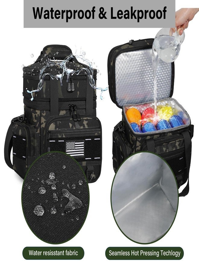 TENKIST Expandable Tactical Lunch Box, XLarge Insulated Lunch Cooler Bag Heavy Duty Leakproof Lunch Pail for Men Adults Work Office Outdoor Picnic Trips,25L,Black-Camo - Image 4
