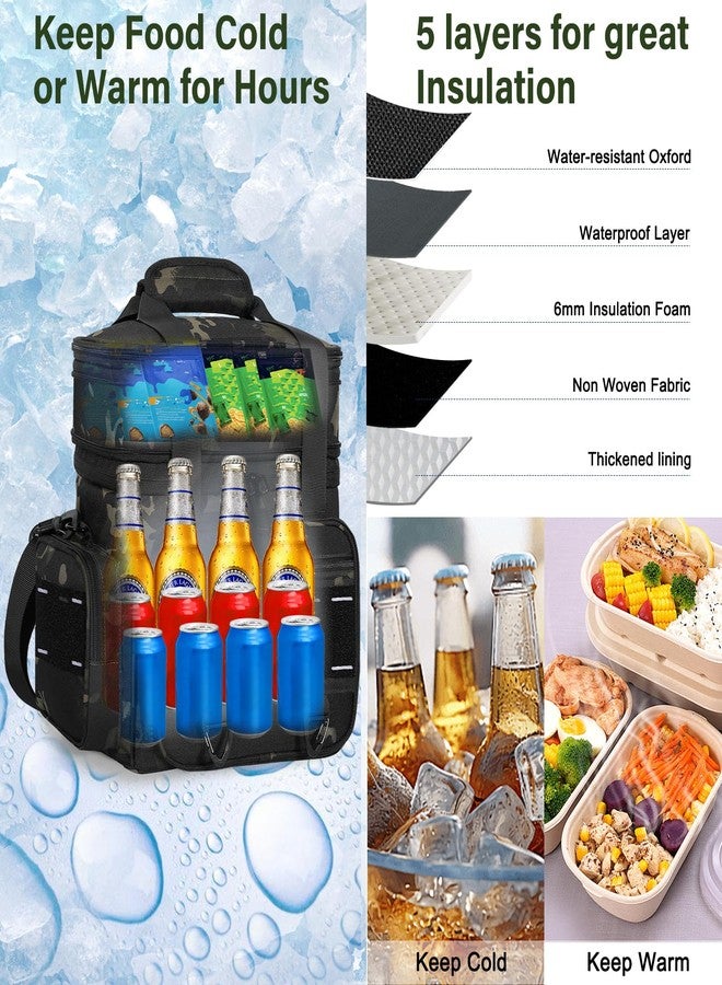 TENKIST Expandable Tactical Lunch Box, XLarge Insulated Lunch Cooler Bag Heavy Duty Leakproof Lunch Pail for Men Adults Work Office Outdoor Picnic Trips,25L,Black-Camo - Image 5