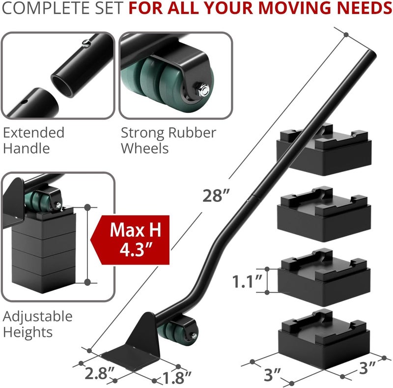 X-Protector Furniture Lifter Tool - Premium Furniture Jack Lifting Tool to Lift Furniture Easily - Appliance Lifter with 4.3" Adjustable Height - Ideal Jack to Lift Furniture Easily with No Effort - Image 3