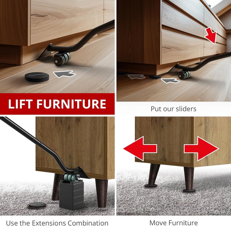 X-Protector Furniture Lifter Tool - Premium Furniture Jack Lifting Tool to Lift Furniture Easily - Appliance Lifter with 4.3" Adjustable Height - Ideal Jack to Lift Furniture Easily with No Effort - Image 2