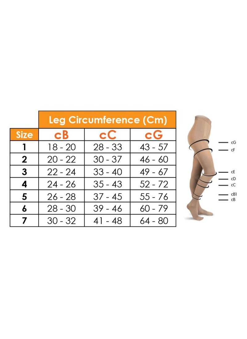 GO SILVER - Panty Hose Compression Socks, Class 3 (34-46 mmHg) Open Toe Flesh - Image 1