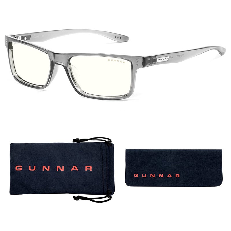 GUNNAR - Blue Light Reading Glasses - Blocks 65% Blue Light - Vertex, Gray Crystal, Clear Tint, Pwr +1.0 - Image 1