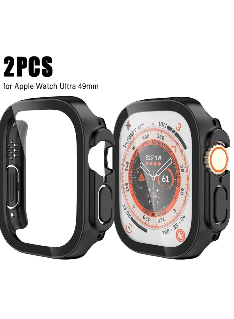 إكس ليفيل جرابان لساعة أبل ألترا 3 (2025) / ألترا 2 / ألترا 49 مم، مع واقي شاشة كامل من فيلم مقسّى، وغطاء حماية كامل من البولي كربونات الصلب عالي الدقة وحساس للمس (49 مم، أسود) - Image 1