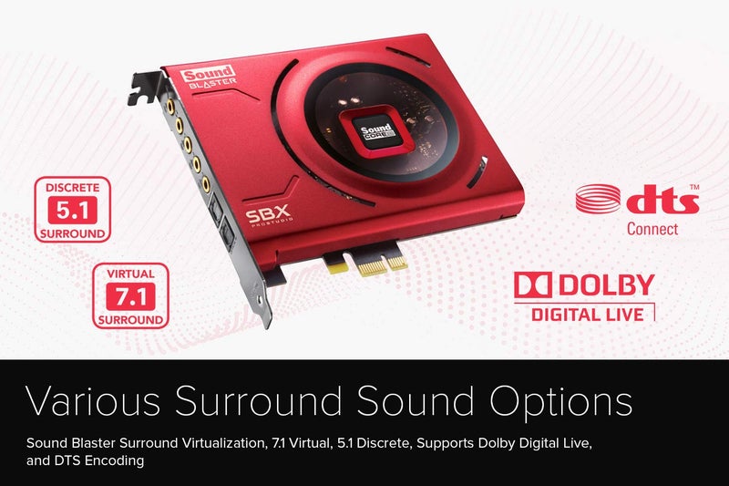 Creative بطاقة الصوت الداخلية Creative Sound Blaster Z SE PCI-e للألعاب وDAC، 24-بت / 192 كHz، 116 ديسيبل SNR، ASIO، مضخم سماعات 600 أوم، EQ ميكروفون، 5.1 منفصل / 7.1 افتراضي، يدعم Dolby Digital Live و DTS - Image 4