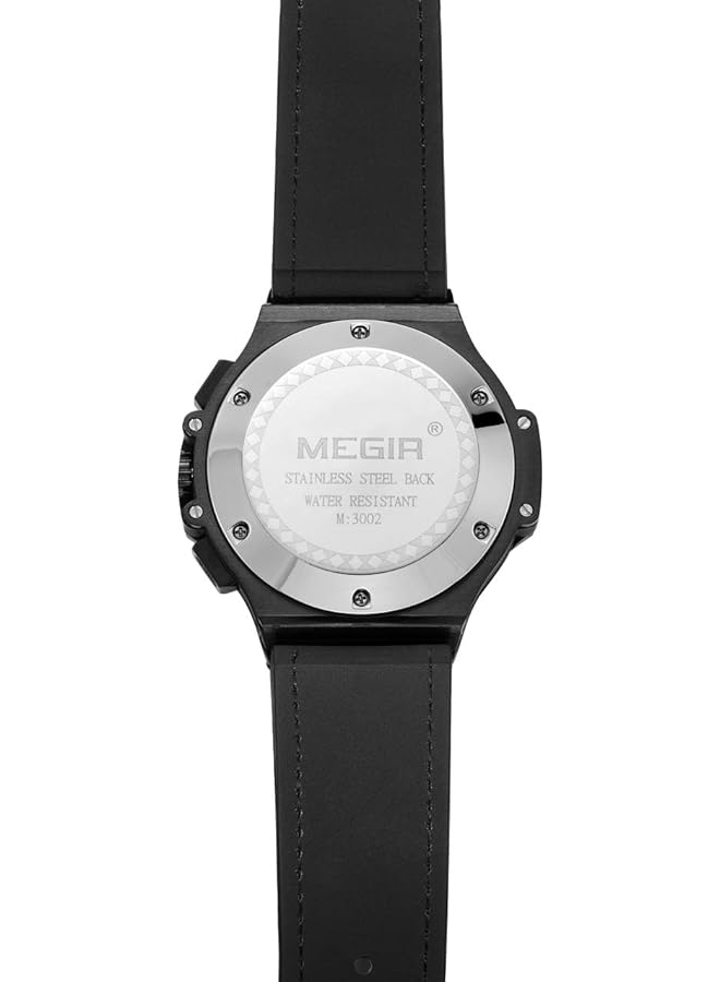 MEGIR Analog Watch For Men With Leather Strap Ml2035Gbkbe 2N1 - Image 3