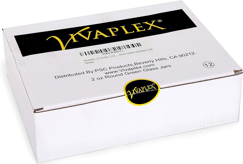 Vivaplex جرار زجاجية دائرية خضراء 2 أونصة من فيفابلكس 12 مع بطانات داخلية وأغطية سوداء - Image 2