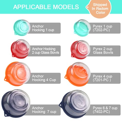 Sophico Round Silicone Storage Cover Lids Replacement for Anchor Hocking and Pyrex Glass Bowls (Container not Included) (4 Size, 8 Pack) - Image 2