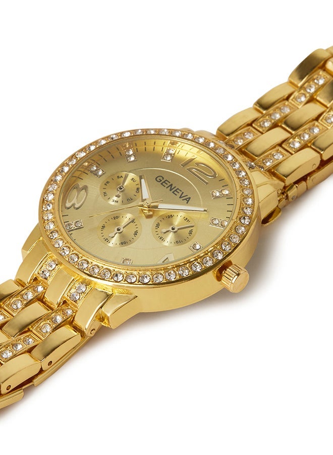 Geneva Women's Water Resistant Stainless Steel Analog Watch AWNTG-01-W0011 - 37 mm - Gold - Image 2