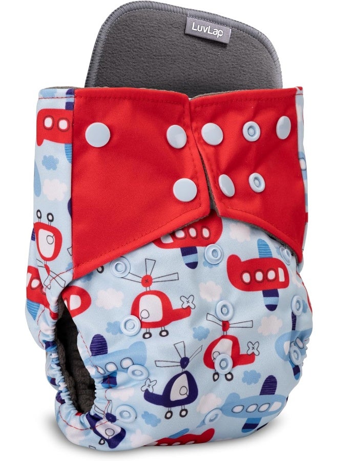 Luvlap Reusable Baby Cloth Diaper, Double Leak Guard, High Absorption, Quick Dry, Stain-Proof Comfort & Protection, 3m+, Adjustable Waist And Height With Snap Buttons, Absorbent Insert, Blue Ships - Image 1