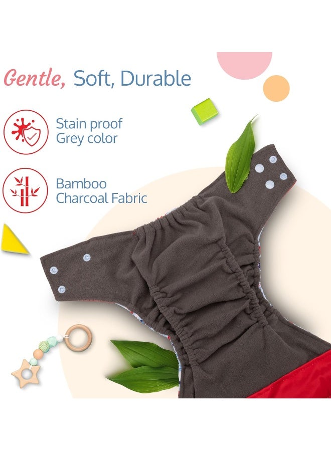 Luvlap Reusable Baby Cloth Diaper, Double Leak Guard, High Absorption, Quick Dry, Stain-Proof Comfort & Protection, 3m+, Adjustable Waist And Height With Snap Buttons, Absorbent Insert, Blue Ships - Image 4