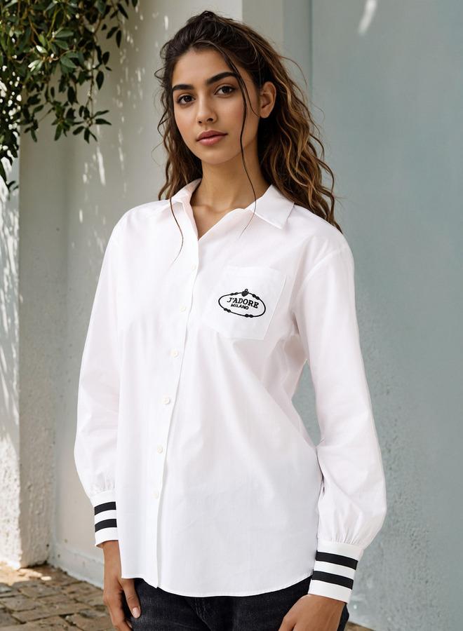 2Xtremz Regular Fit Embroidered Oversized Shirt with Collar - Image 1