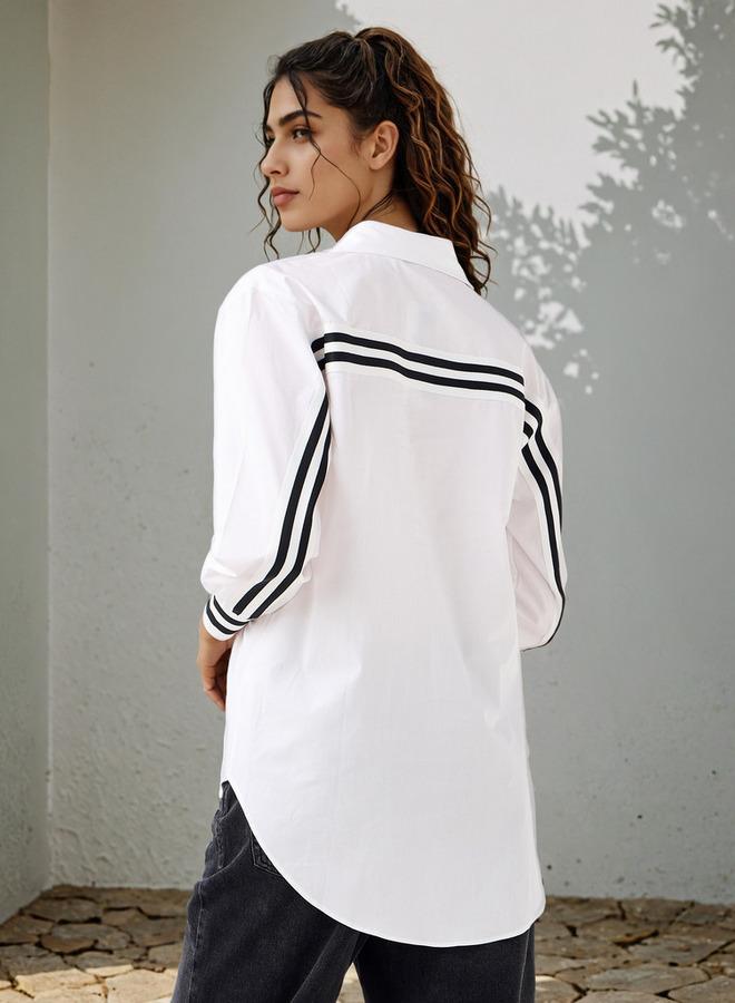 2Xtremz Regular Fit Embroidered Oversized Shirt with Collar - Image 3