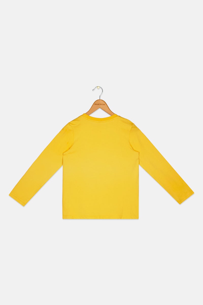 Hamleys Kids Boy Crew Neck Long Sleeve Graphic Print T-Shirt, Mustard - Image 2