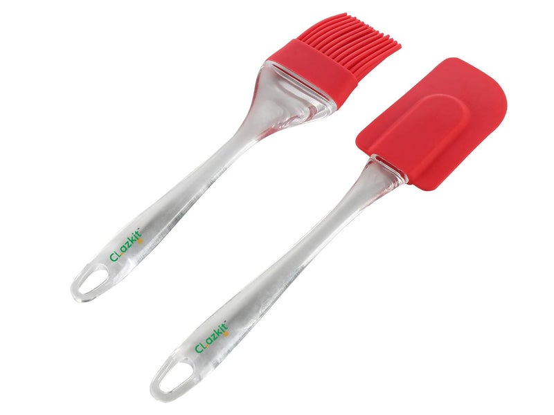 Clazkit - YH1109 Silicone Brush and Spatula Set, 2-Pieces, Red - Image 1