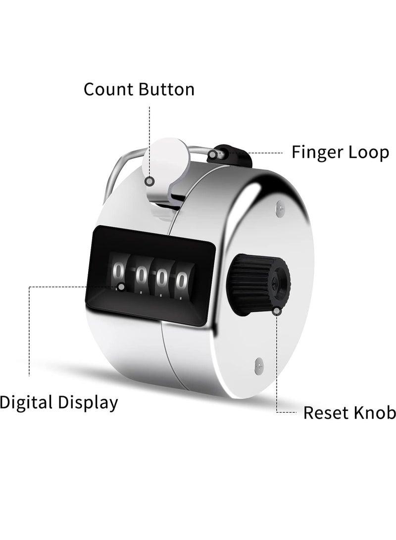 Excefore Metal Hand Tally Counter, 4 Digit Lap Counter Clicker, Manual Mechanical Handheld Pitch Click Counter with Finger Ring for School Golf, Knitting Row Croche, Sport and Other Event, 3 Pcs  - Image 3
