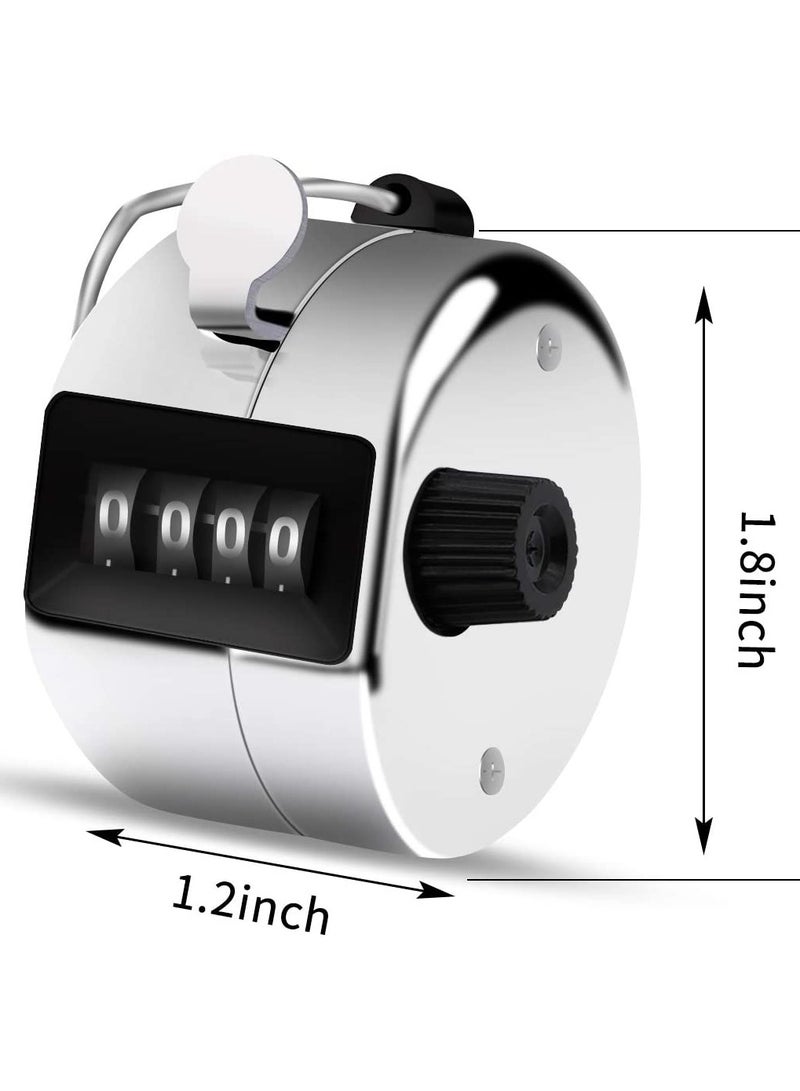 Excefore Metal Hand Tally Counter, 4 Digit Lap Counter Clicker, Manual Mechanical Handheld Pitch Click Counter with Finger Ring for School Golf, Knitting Row Croche, Sport and Other Event, 3 Pcs  - Image 2