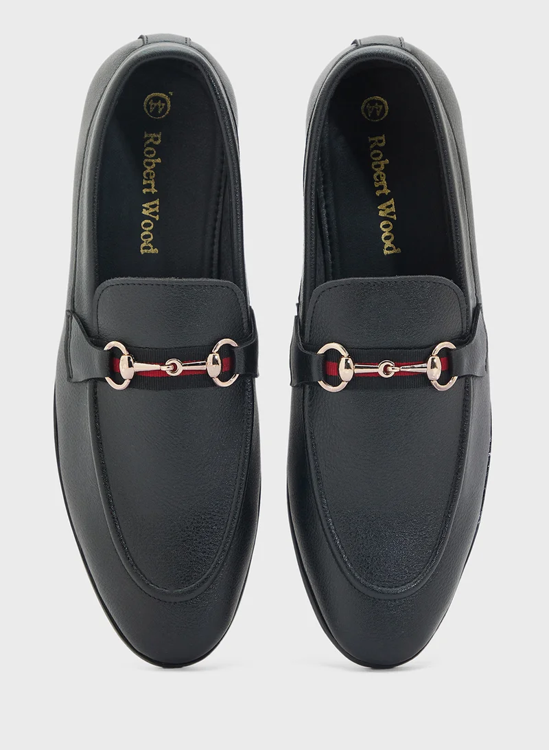 Robert Wood Webbing Detail Formal Loafer Slip Ons