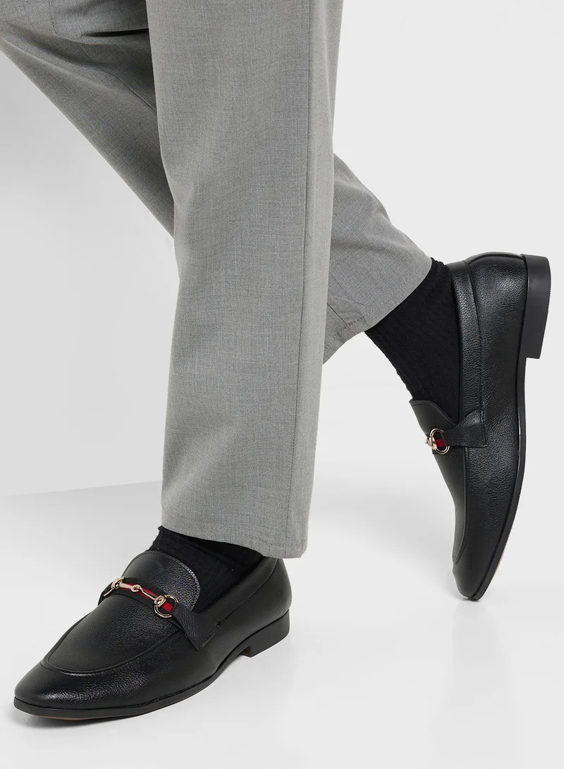 Robert Wood Webbing Detail Formal Loafer Slip Ons