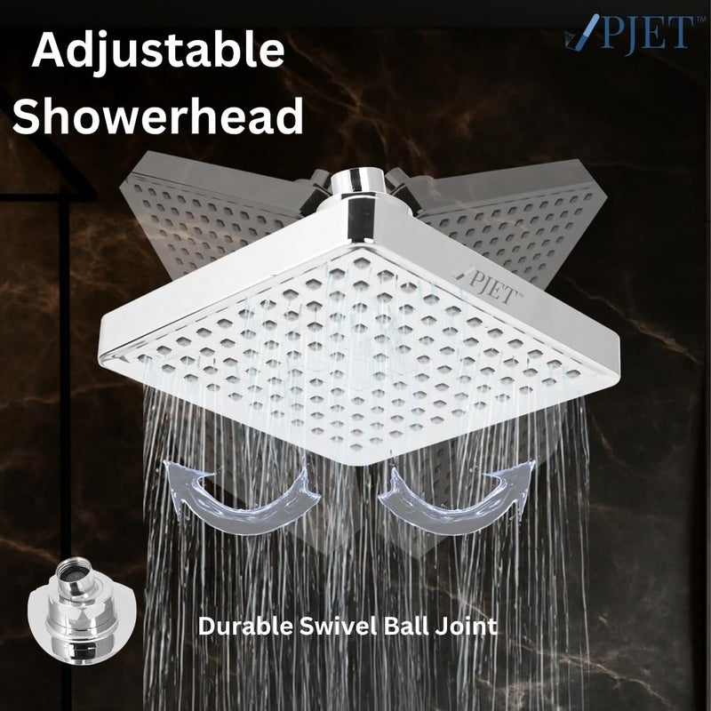 PJET EcoRain 6-Inch Bahroom Shower Head Filter | 15-Stage Shower Head for Bathroomwith Softener | Chlorine Removal Hard Water Filter | Hair Fall Control | Silver Finish | For Skin & Hair - Image 5