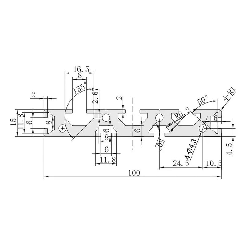 قطعة واحدة 15100 مقطع ألومنيوم 15100 بثق مؤكسد خطي 15x100 مم لأجزاء CNC طابعة ثلاثية الأبعاد DIY سعيد (100 مم) - Image 3