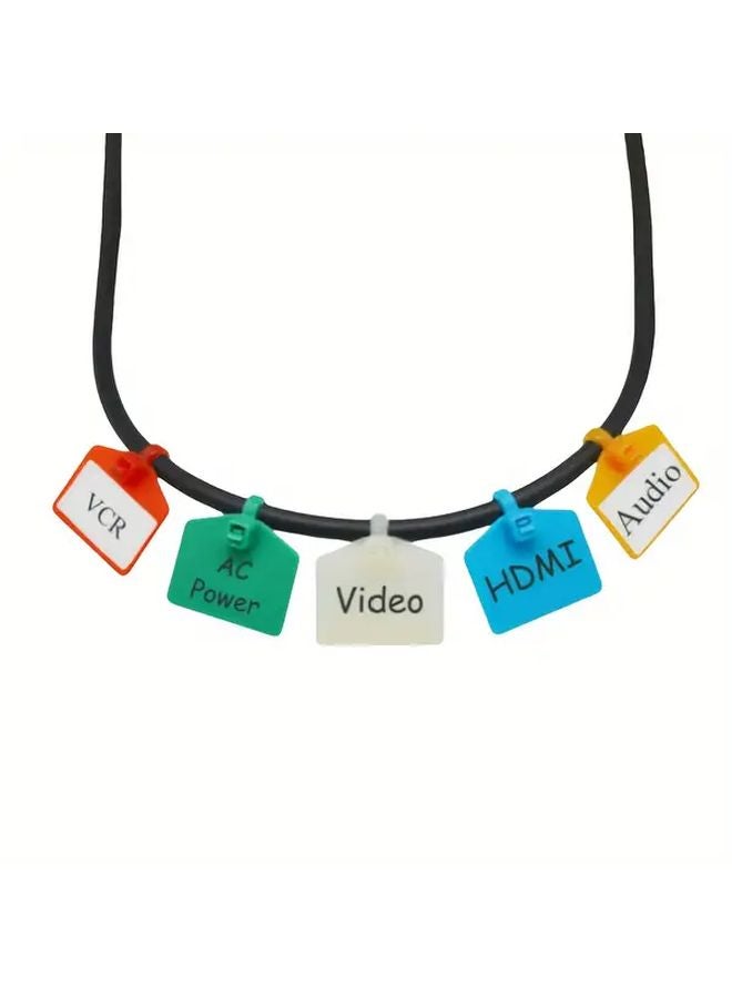 50 Zip Tie Tags With 680 Labels Self Locking Write On For Wire Marking Organization Multicolor - Image 2